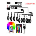 RGB LED App-Controlled Decorative Car Lights - 10 Pods, IP68 Waterproof
