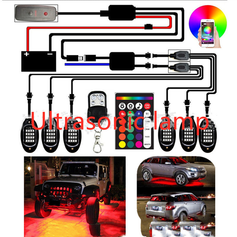 RGB LED App-Controlled Decorative Car Lights - 10 Pods, IP68 Waterproof