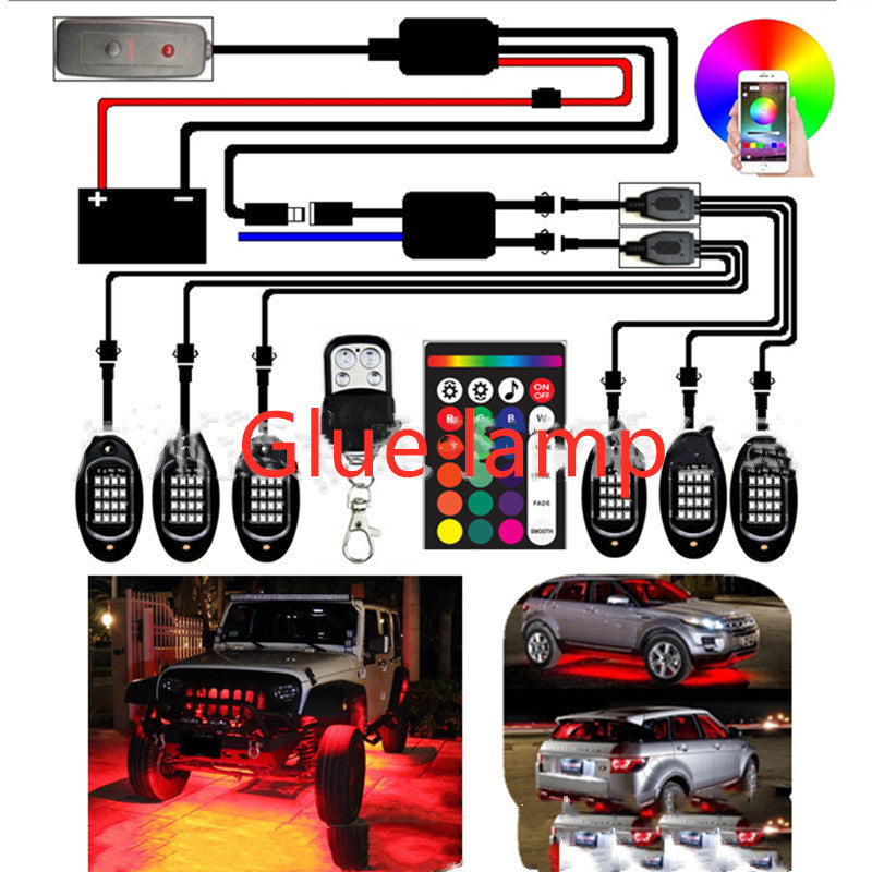 RGB LED App-Controlled Decorative Car Lights - 10 Pods, IP68 Waterproof